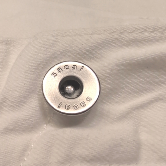 Rare SACAI Japan Calca Pantacourt White Cropped Wide Leg Jeans Size 3/US Large - Picture 10 of 12